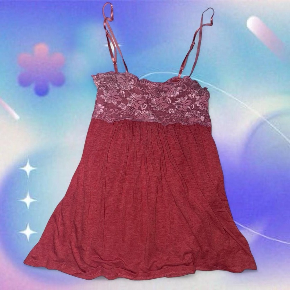 vtg y2k poof boho revival whimsy fairycore coquette lace babydoll cami, sz lg